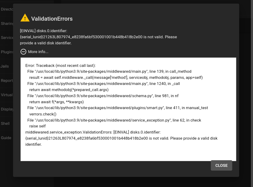 NVME disk, can't start smart test from GUI - TrueNAS General
