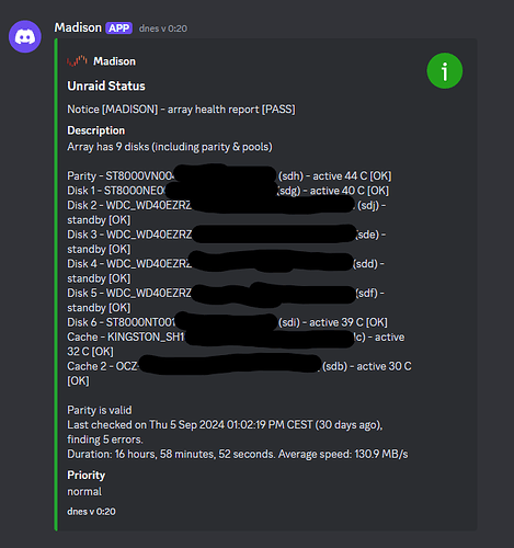 unRAID notification