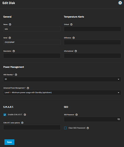 Disk Settings