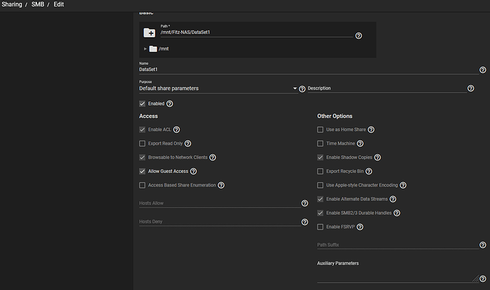 SMB Share Settings