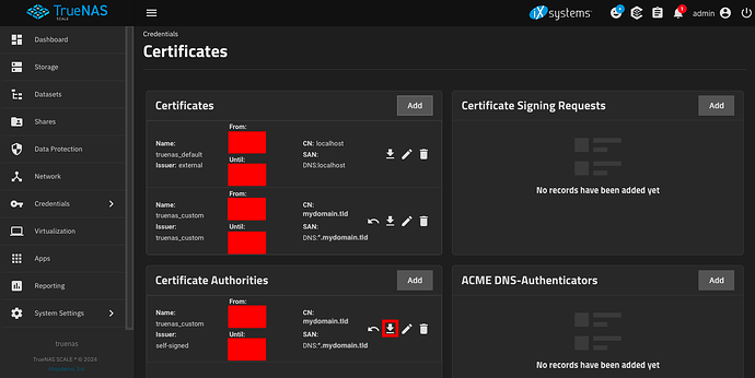 TrueNAS_SCALE_Download_Certificate_Authority