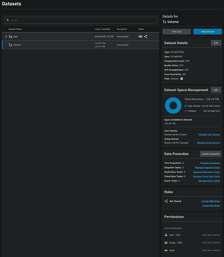 Dataset screenshot for Volume