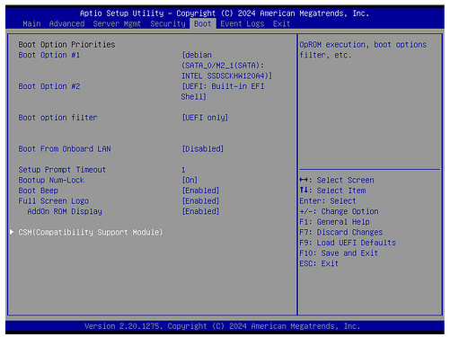 boot settings