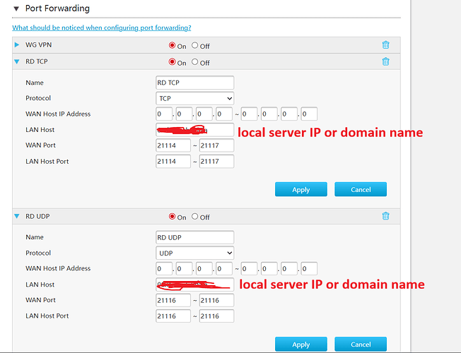 Port forwarding
