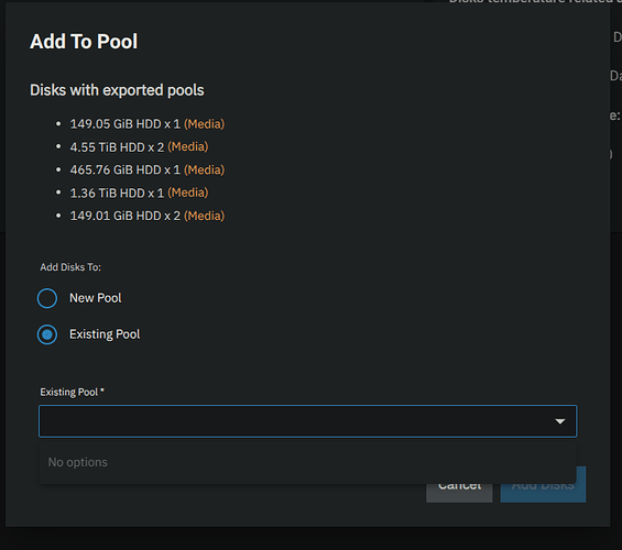 Pool no options