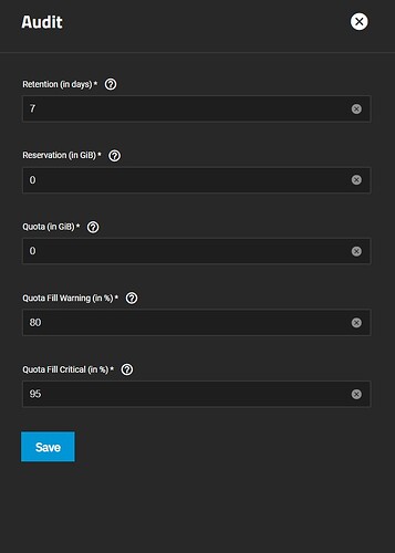 Audit settings