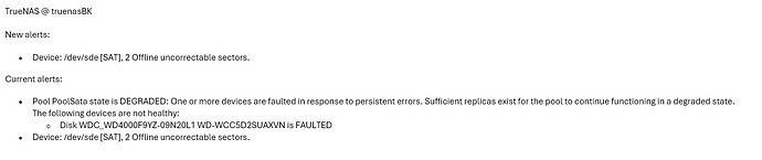 TN Scale eMail faultes Disk sde