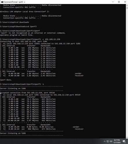 iperf3 speeds