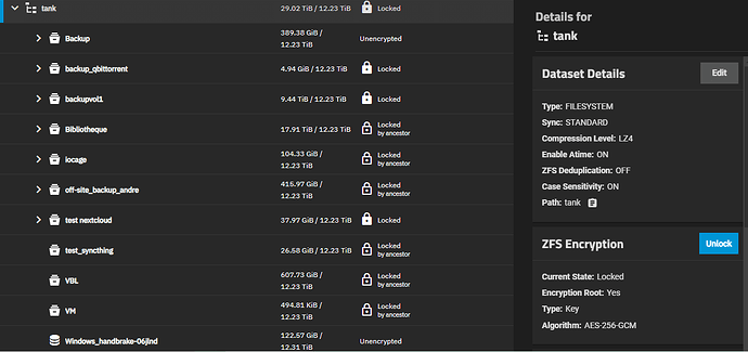 truenas encryption dataset