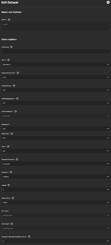 root dataset properties
