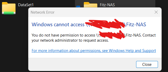 Denied - Attempting to connect to FITZ-NAS