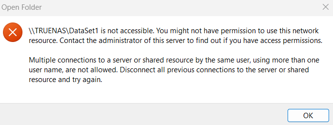 Error Connecting as admin user